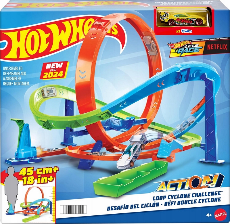 Sada výziev Hot Wheels Let's Race Cyclone Loop + 1 auto